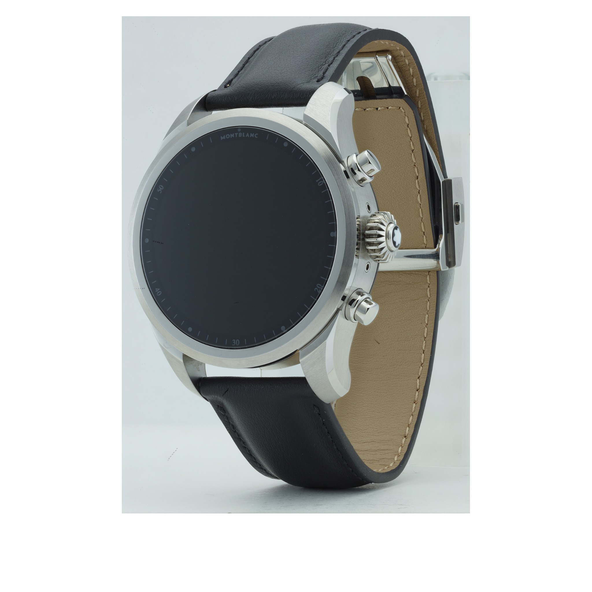 Montblanc Summit 2+ Silver Black Leather three-quarter before